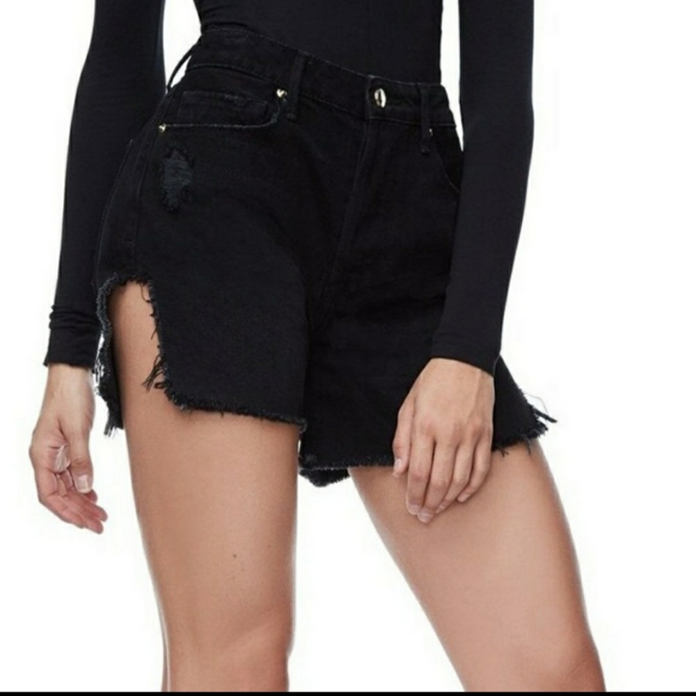 Good American Raw Edge Slit Shorts